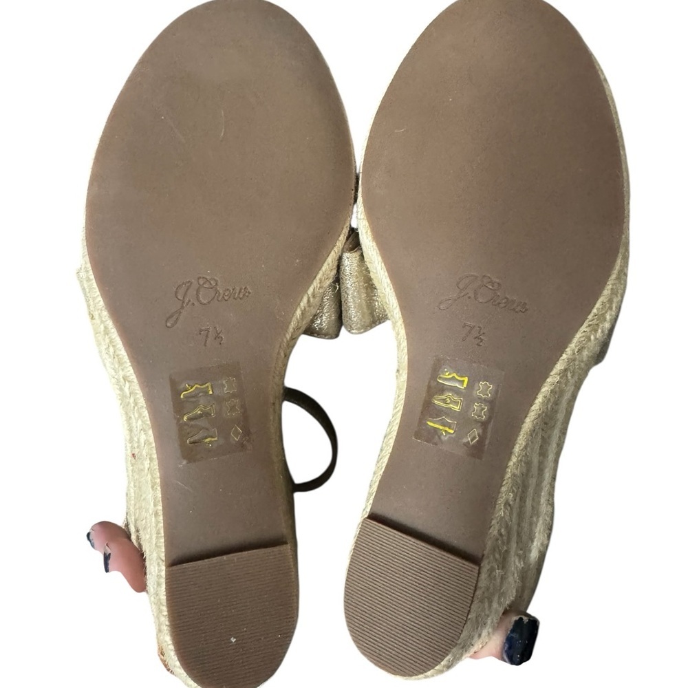 J. Crew Women's Metallic Espadrille Wedge Sandals Size 7.5 - Picture 4 of 5